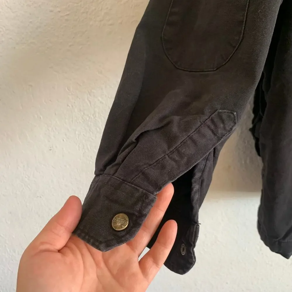 Dickies Mens 3XL Black Hooded Denim Work Jacket Sweatshirt Lined Full Zip Coat